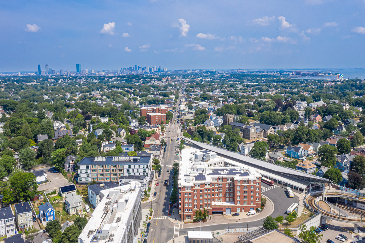 Aerial view of the city of Boston from 1943 Dot Ave